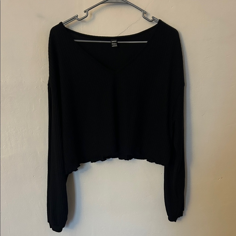 SHEIN Black Ribbed Knit Top